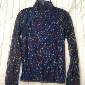 Anthropologie Gauzy Lined Turtleneck Blue motif